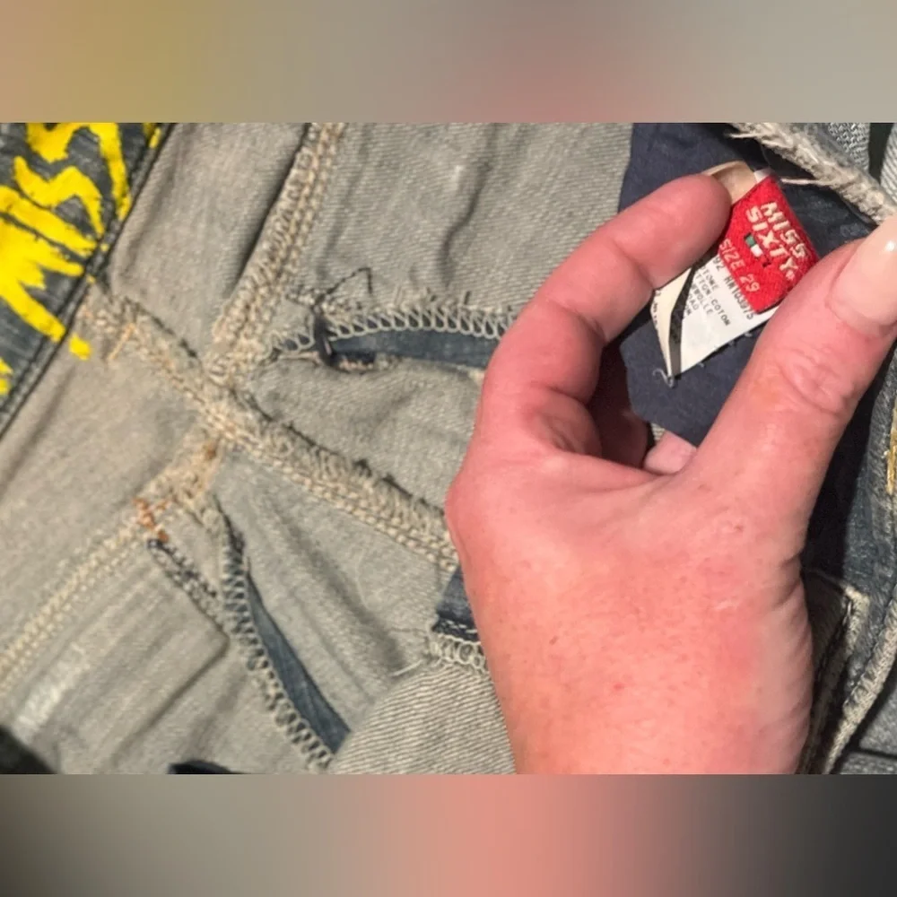 Luxury miss sixty y2k double zip paint jeans size 29